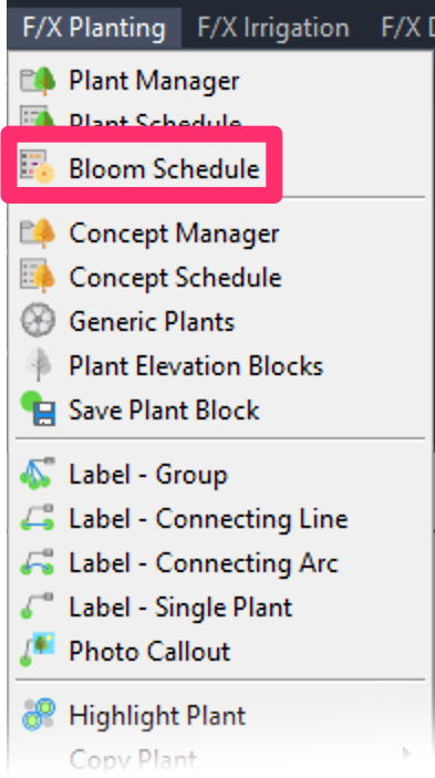 F/X Planting menu